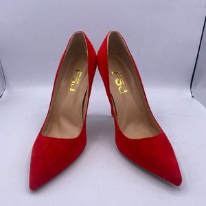 FSJ red pointy toe stilettos heels pumps shoes slip on
